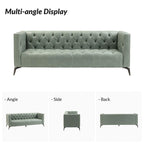 Canapé de transition en cuir véritable avec pieds en métal et dossier capitonné