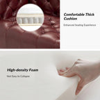 Canapé de transition en cuir véritable avec pieds en métal et dossier capitonné