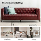 Canapé de transition en cuir véritable avec pieds en métal et dossier capitonné