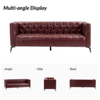 Canapé de transition en cuir véritable avec pieds en métal et dossier capitonné