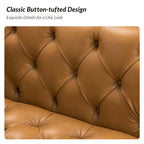 Canapé de transition en cuir véritable avec pieds en métal et dossier capitonné