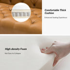 Canapé de transition en cuir véritable avec pieds en métal et dossier capitonné