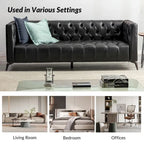 Canapé de transition en cuir véritable avec pieds en métal et dossier capitonné