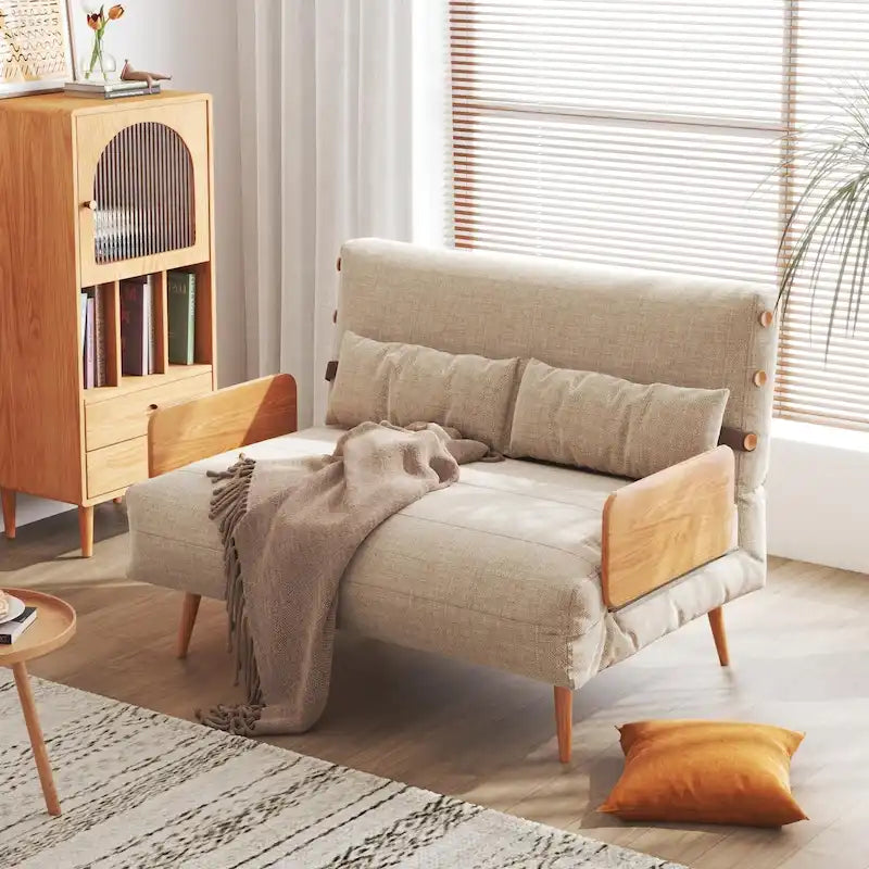 43,3 Canapé-lit deux places capitonné, beige