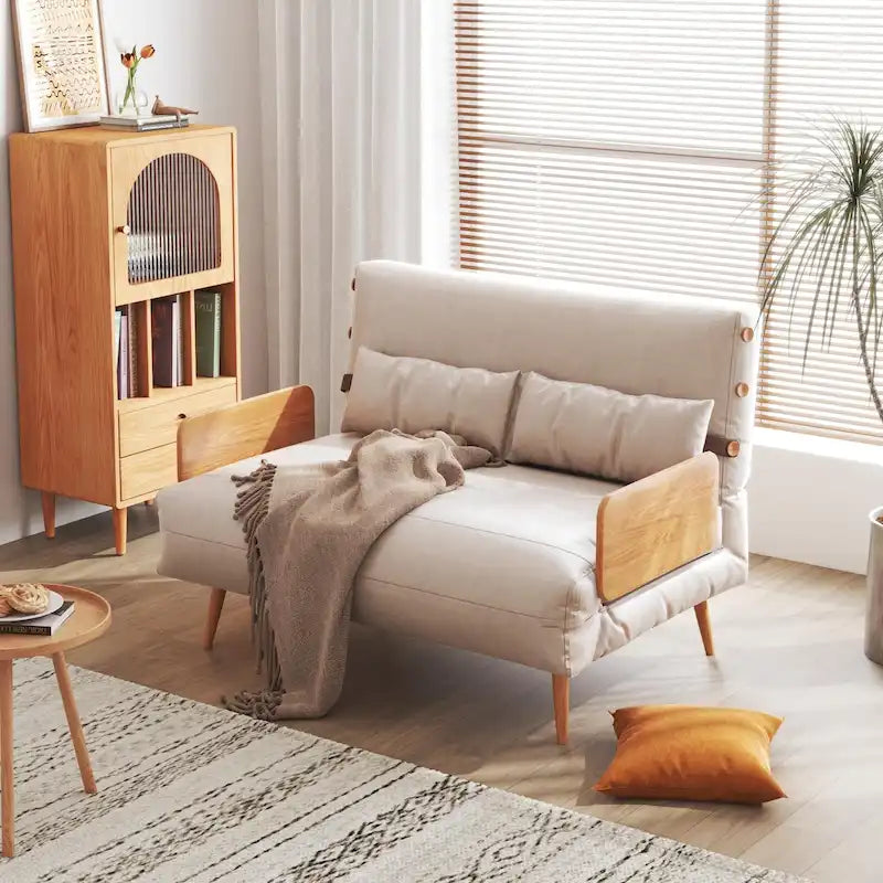 43,3 Canapé-lit deux places capitonné, beige