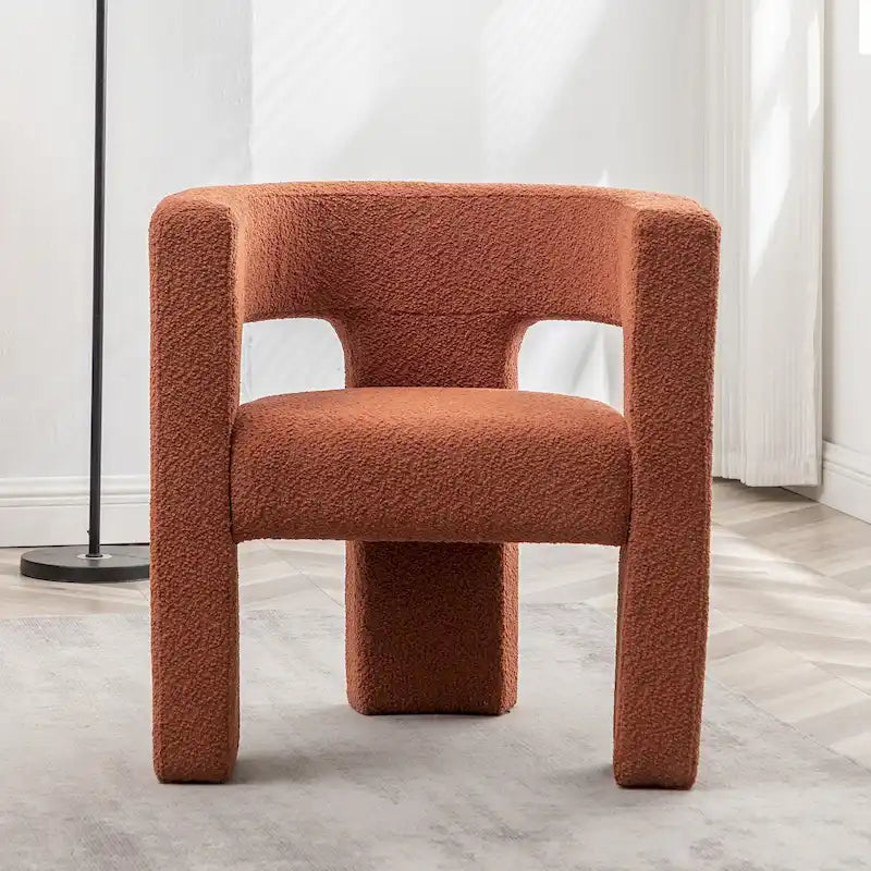 Fauteuil carré capitonné en tissu bouclé de 71 cm de large