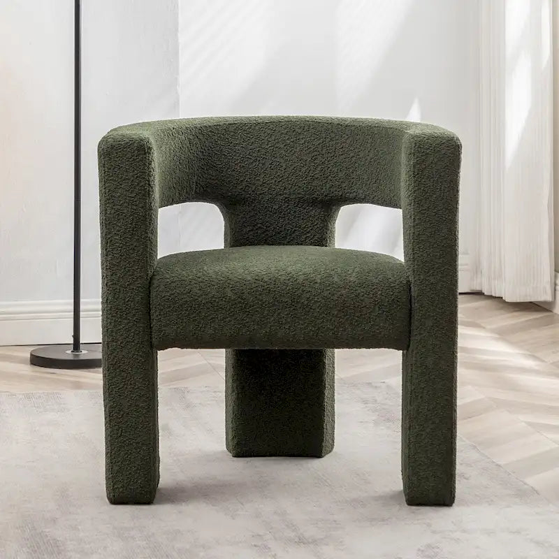 Fauteuil carré capitonné en tissu bouclé de 71 cm de large