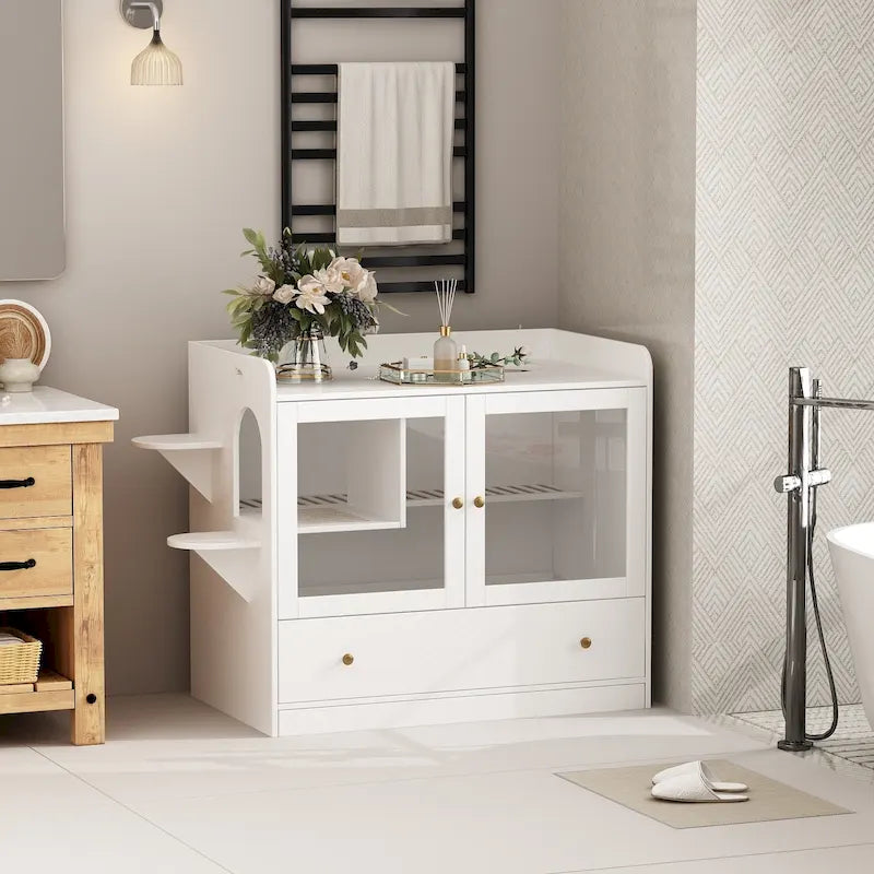 Meuble pour litière de chat avec étagère de rangement 40"