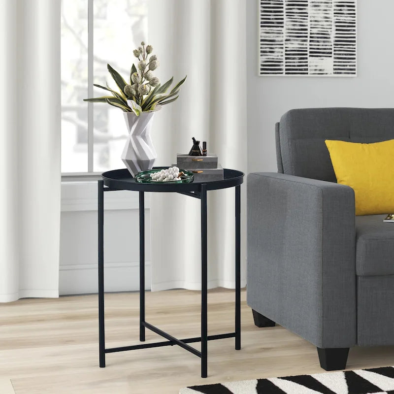 Table d'appoint dorée en métal imperméable, petite table basse d'appoint – 16,9(P)x 16,9(L)x 20,5(H)