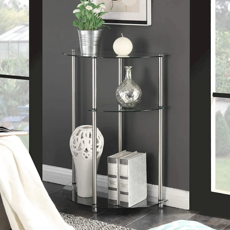 Convenience Concepts Classic Glass 3 Tier Display Entryway Hall Table