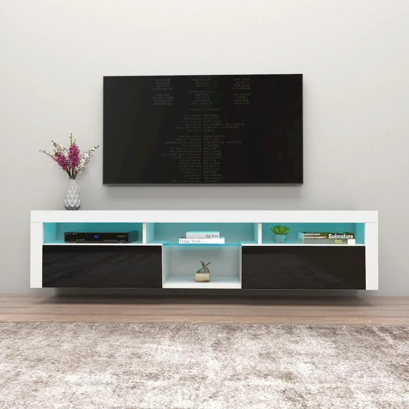 200 Wall Mounted Floating 79 TV Stand with 16 Color LEDs