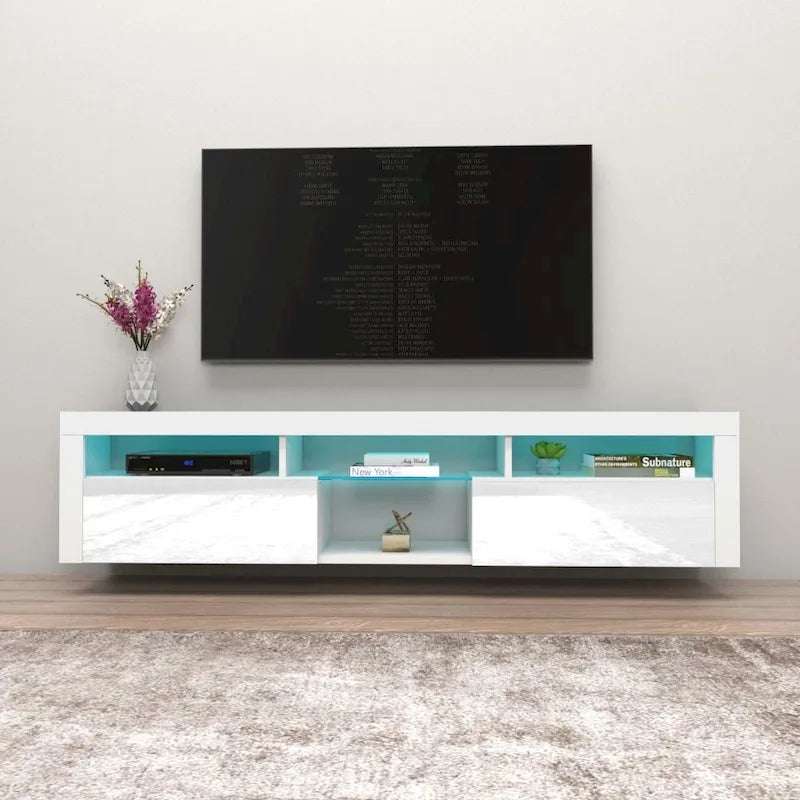 200 Wall Mounted Floating 79 TV Stand with 16 Color LEDs