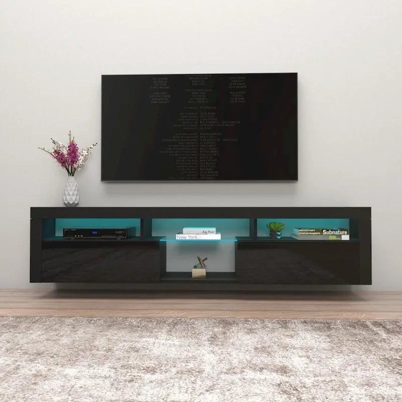 200 Wall Mounted Floating 79 TV Stand with 16 Color LEDs