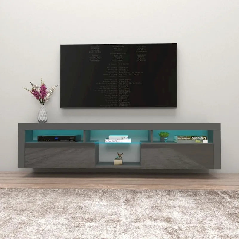 200 Wall Mounted Floating 79 TV Stand with 16 Color LEDs