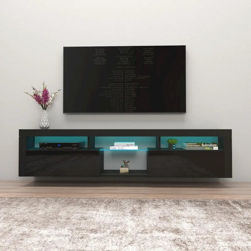 Bari 200 Wall Mounted Floating 79 TV Stand with 16 Color LEDs