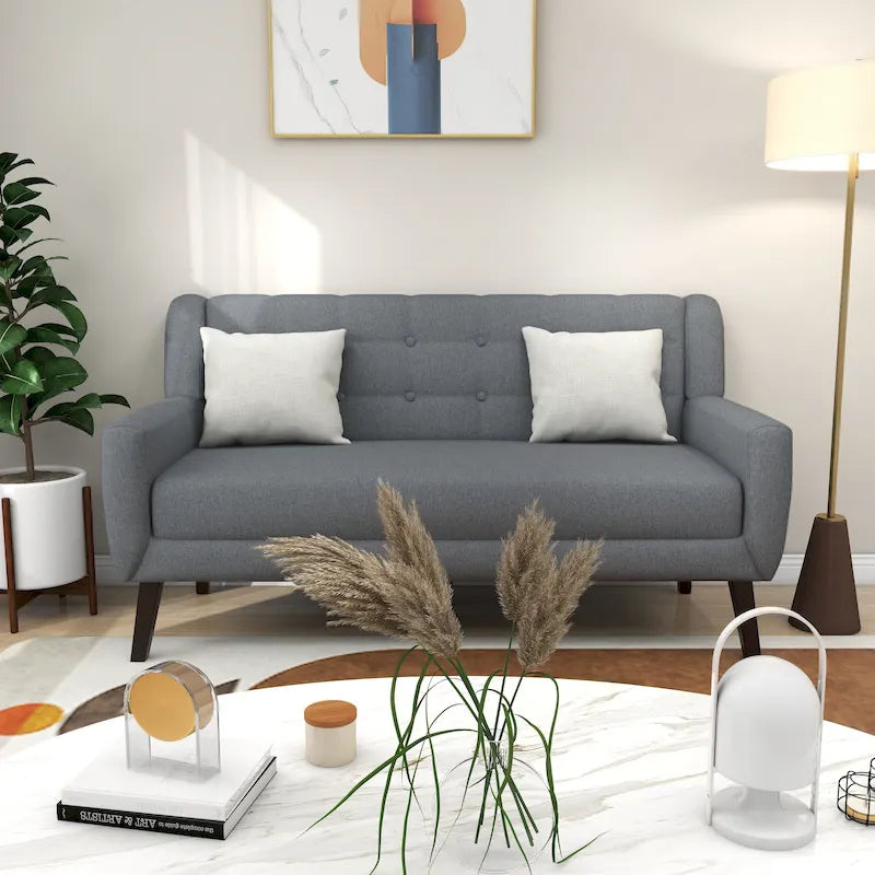 Causeuse capitonnée moderne en lin