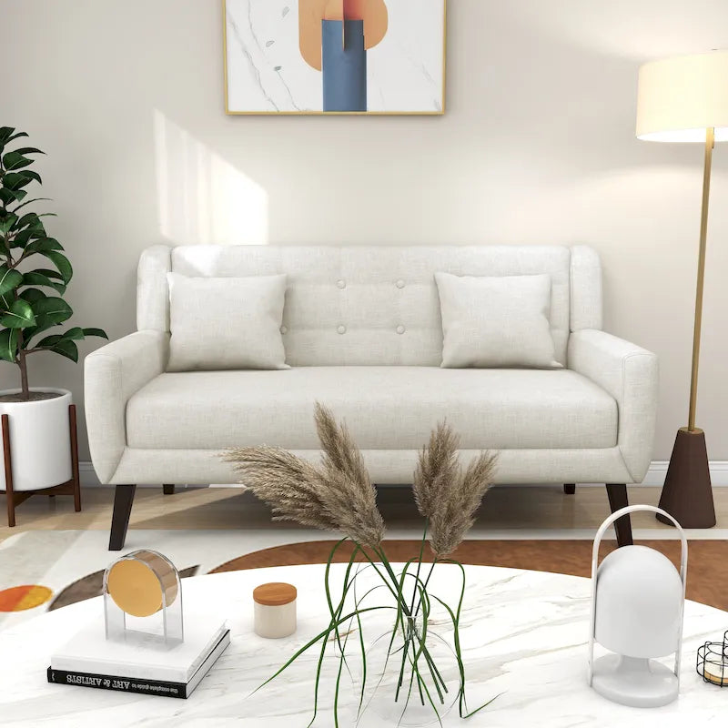 Causeuse capitonnée moderne en lin