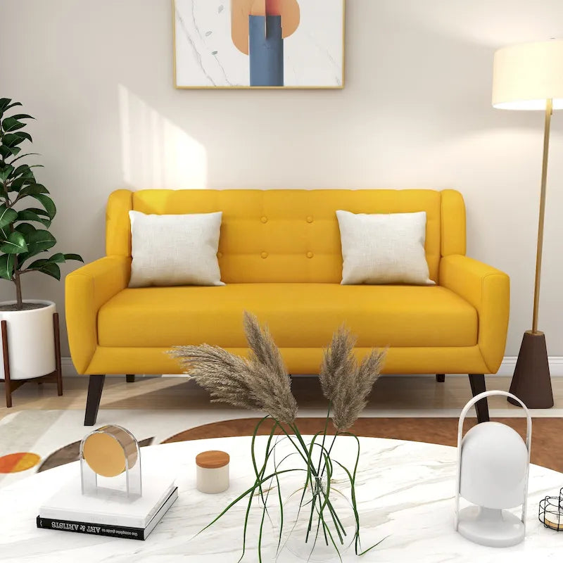 Causeuse capitonnée moderne en lin