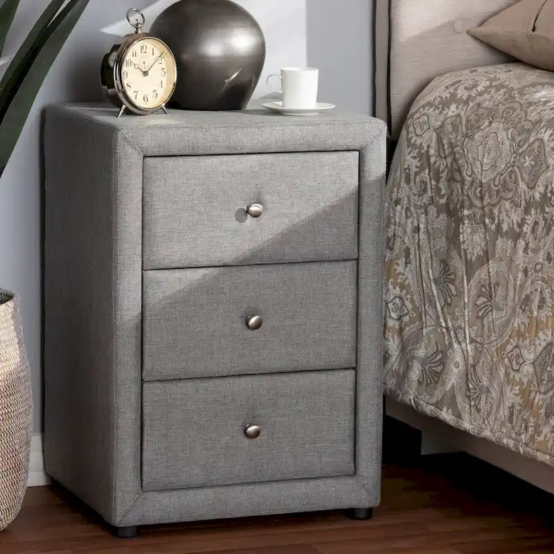 Table de chevet contemporaine rembourrée à 3 tiroirs