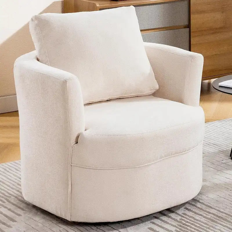 Fauteuil à accent pivotant avec accoudoirs ronds et coussin