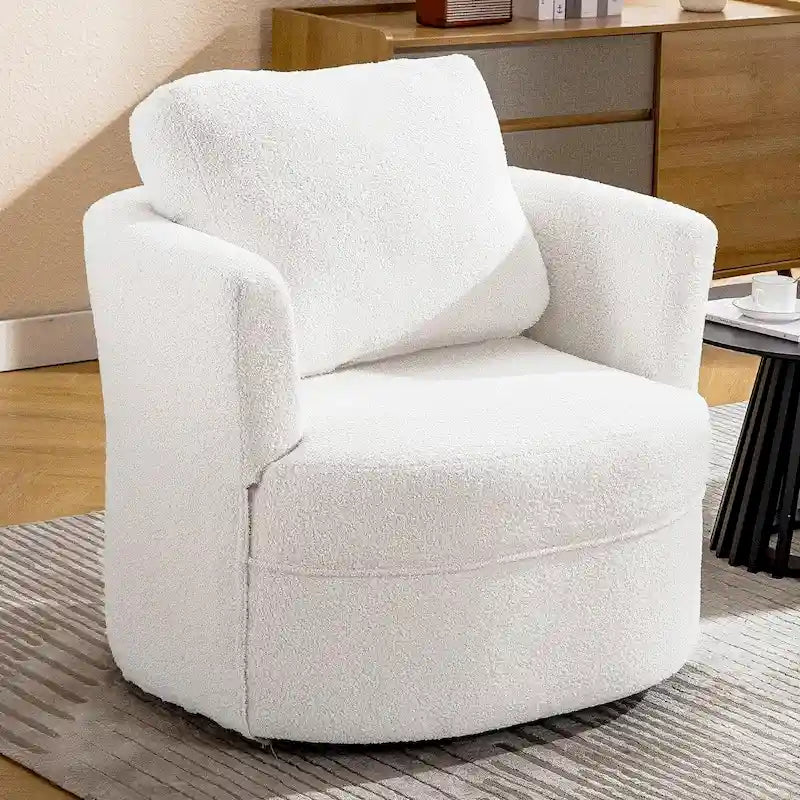 Fauteuil à accent pivotant avec accoudoirs ronds et coussin
