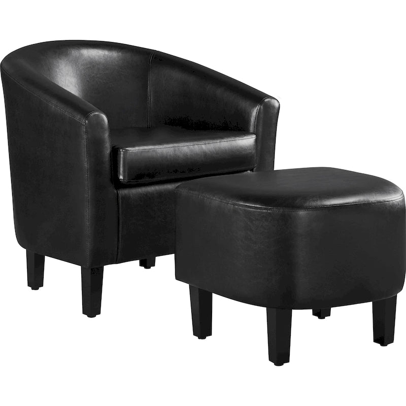 Fauteuil d'appoint avec ottoman et fauteuil club en similicuir