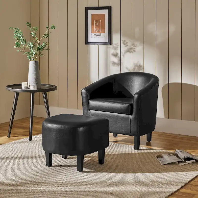Fauteuil d'appoint avec ottoman et fauteuil club en similicuir
