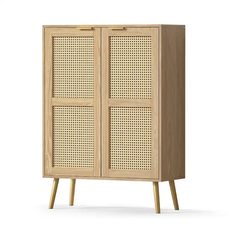 Meuble à chaussures en rotin 16 paires Meuble de rangement à chaussures sur pied pour entrée