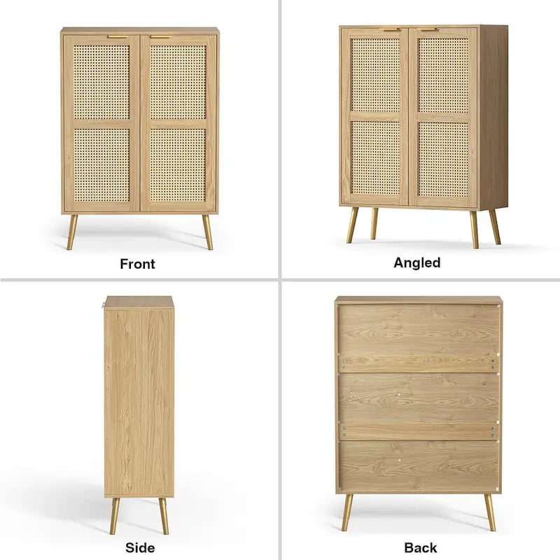 Meuble à chaussures en rotin 16 paires Meuble de rangement à chaussures sur pied pour entrée