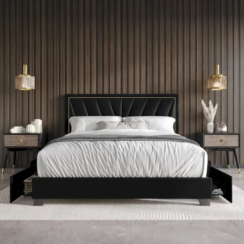 Full Upholstered Storage Platform Bed